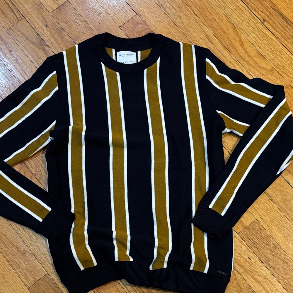River Island Black and Brown Striped Crewneck Sweater